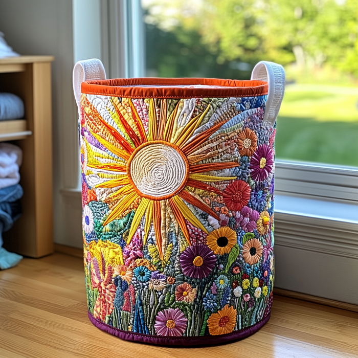 Canasto de ropa acolchado — Girasoles en Flor