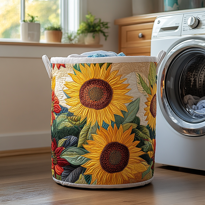 Canasto de ropa acolchado — Encanto de Girasoles