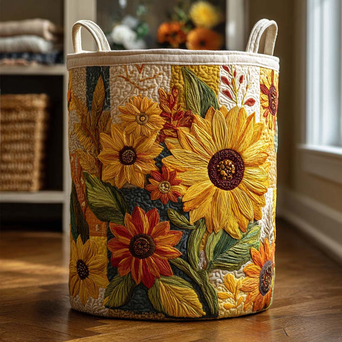 Canasto de ropa acolchado — Sueño de Girasoles