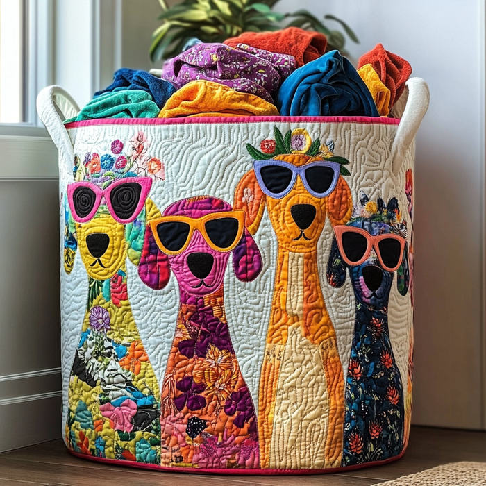 Canasto de ropa acolchado — Perros al Sol