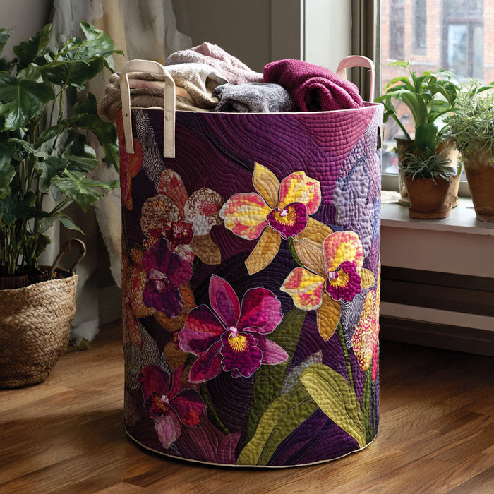 Canasto de ropa acolchado — Terciopelo Tropical